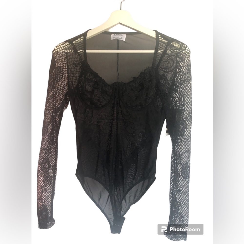 Trezzi Collection Runaway black lace bodysuit S